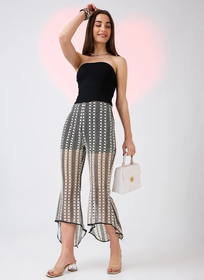 جلو باص بنطلون جلوبس نسائي بقصة واسعة وتصميم كروشيه